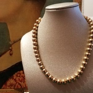 Gold Bead Choker Strand Necklace